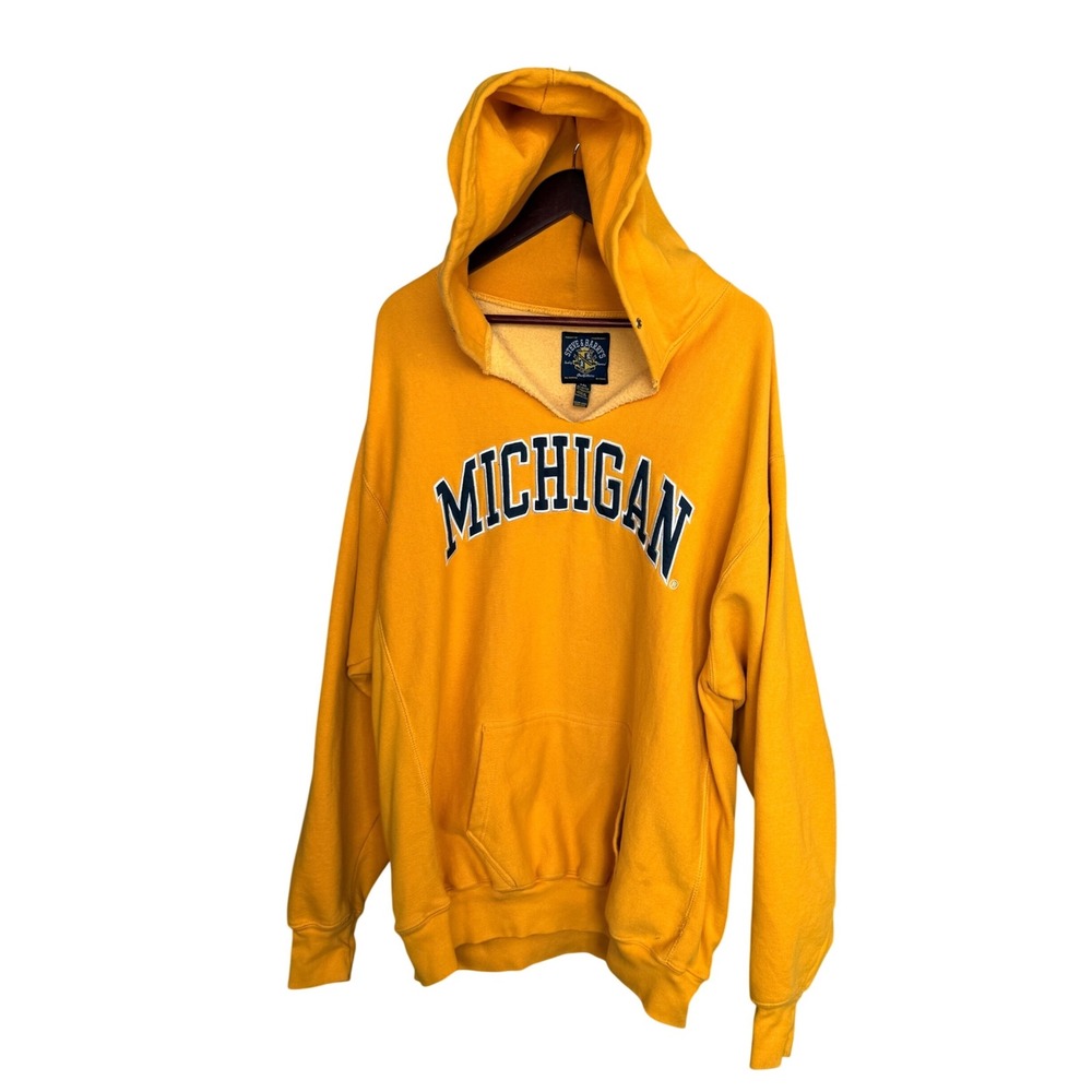 Steve & Barry's Michigan Wolverines Hoodie Yellow XXL Embroidered V-Notch Men